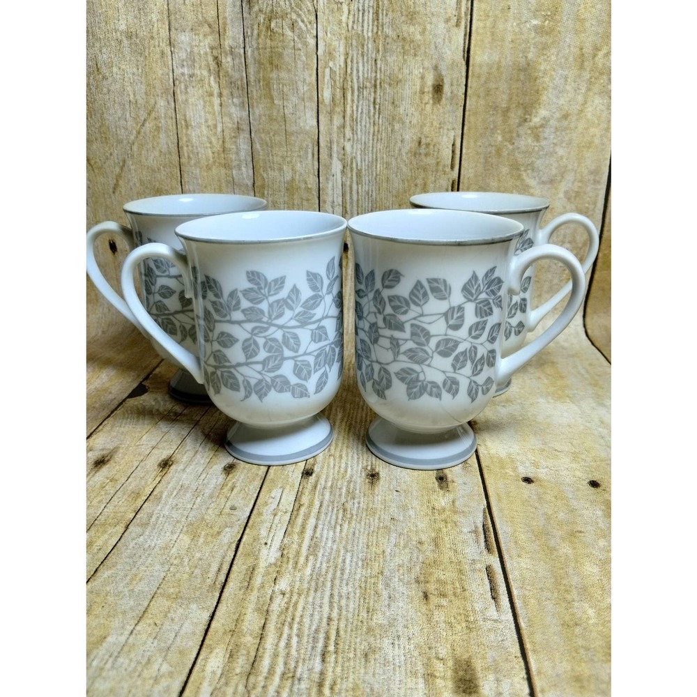 Vtg Holt Howard Coffee Mug Gray Footed Set of 4 (MS)